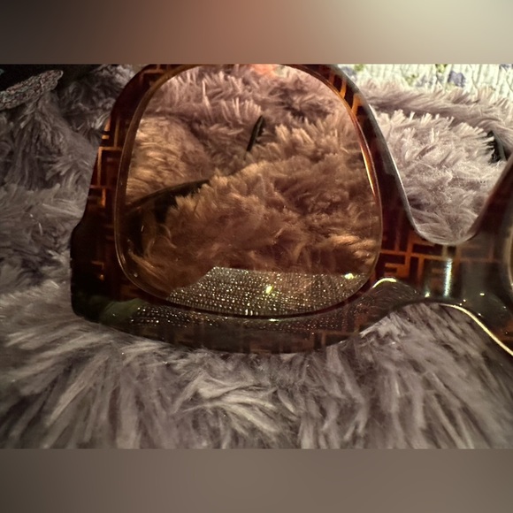 FENDI Havana HOT 🔥 Signature Logo Sunglasses Brown&Gold Open-F 100% Authentic - Picture 10 of 11
